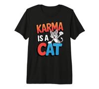 Karma is A Cat Funny Cartoon Cat Meditation Yoga Premium T-Shirt