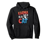 Karma Is A Cat Funny Cartoon Cat Meditation Yoga Pullover Hoodie