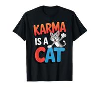 Karma is A Cat Funny Cartoon Cat Meditation Yoga T-Shirt