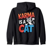 Karma Is A Cat Funny Cartoon Cat Meditation Yoga Zip Hoodie