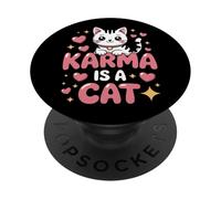 Karma Is A Cat Meditation Yoga Cute Kawaii Cat PopSockets Adhesive PopGrip