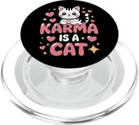 Karma Is A Cat Meditation Yoga Cute Kawaii Cat PopSockets PopGrip for MagSafe