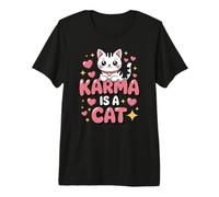 Karma is A Cat Meditation Yoga Cute Kawaii Cat Premium T-Shirt
