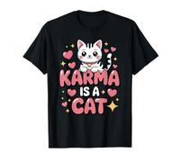 Karma is A Cat Meditation Yoga Cute Kawaii Cat T-Shirt