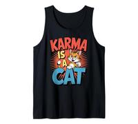 Karma is A Cat Meditation Yoga Funny Cartoon Cat Tank Top