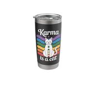 Karma is A Cat Meditation Yoga White Cat Stainless Steel Insulated Tumbler