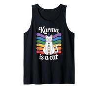Karma is A Cat Meditation Yoga White Cat Tank Top