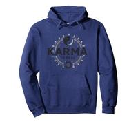 Karma Is Real: Yin Yang Spiritual Balance Wisdom Pullover Hoodie, Adult Unisex, Navy, M