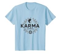 Karma is Real: Yin Yang Spiritual Balance Wisdom T-Shirt, Kids, Baby Blue, 6 Years