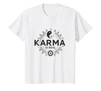 Karma is Real: Yin Yang Spiritual Balance Wisdom T-Shirt, Kids, White, 4 Years