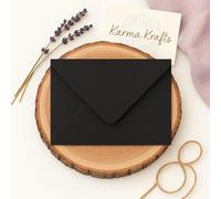 Karma Krafts C6 Black Envelopes - 114 x 162mm 100gsm Gummed Envelopes for Invitations, Cards & Post, Pack of 50