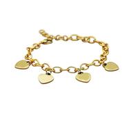 Karma NH10477117 Women's Bracelet Heart Stainless Steel Silver or Gold Charm Bracelet Elegant Jewellery with Lobster Clasp Timeless Design Stainless Steel Bracelet, 16 cm, Stainless Steel, No Gemstone