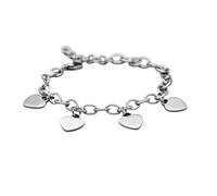 Karma NH10477117 Women's Bracelet Heart Stainless Steel Silver or Gold Charm Bracelet Elegant Jewellery with Lobster Clasp Timeless Design Stainless Steel Bracelet, 16 cm, Stainless Steel, No Gemstone