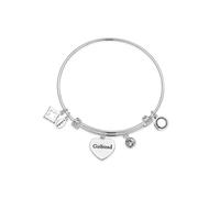 Karma Silver Girlfriend Heart Bangle - Adjustable