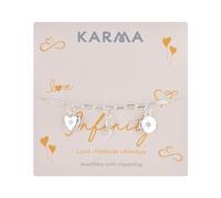 Karma Silver Infinity Heart Disc Charms Slide Bracelet - Silver