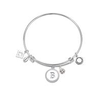 Karma Silver Letter Coin Bangle - Letter B