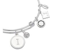 Karma Silver Letter Coin Bangle - Letter I