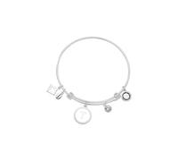 Karma Silver Letter Coin Bangle - Letter T