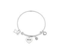 Karma Silver Mum Heart Bangle - Adjustable
