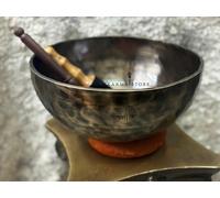 Karma Store 12 Inch Full Moon Hand Hammered Tibetan Singing Bowl | Large Meditation & Healing Sound Bowl with Wooden Striker for Yoga, Prayer & Sound Therapy