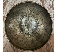 Karma Store 20″ Large Meditation Singing Bowl - Hand-Etched with Buddha’s Feet and Chakra Symbols
