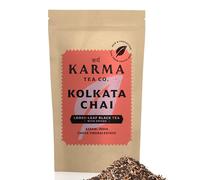 KARMA TEA CO.| Kolkata Chai, Loose Leaf Black Tea Blend- with Cinnamon, Cardamom, Star Anise, Cloves & Black Pepper, 80g | Authentic Masala Chai from India | Powerful & Spicy