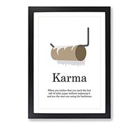 Karma Typography Framed Print | A2 Black Framed Wall Art | Ready to Hang | Modern Positive Affirmations Picture | Living Room Bedroom Lounge Office