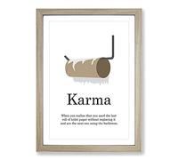 Karma Typography Framed Print | A2 Oak Framed Wall Art | Ready to Hang | Modern Positive Affirmations Picture | Living Room Bedroom Lounge Office