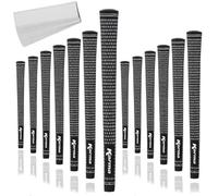 Karma Velour Black/White Standard Ribbed Golf Grips, 13 Pack with 13 Golf Grip Tape Strips
