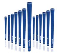 Karma Velour Golf Grip Set, Blue Midsize +1/32” Rubber All Weather Comfort and Performance Medium Firm Control Traditional Taper Velvet Style 13 Slightly Oversized Replacement Golf Club Grips for Men