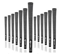 Karma Velour Golf Grip Set for Regripping Golf Clubs, 13 Black/White Standard Size Velvet Style Rubber Replacement Golf Grips for Men