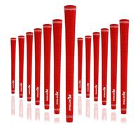Karma Velour Golf Grips - 13 Pack Replacement Rubber Golf Grips for Men, Red, Medium Size (+1/8" Oversize)