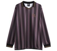 Karma8a Men's Stripe Long Sleeve Polo T-Shirt Purple