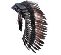 KARMABCN Native American Inspired Medium Feather Headdress (36 inch Long)/war Bonnet