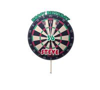 Karmakards Personalised Darts Theme Cake Topper, 3D Layered Round Design with Happy Birthday Text, Glossy Card with Silver Glitter Back