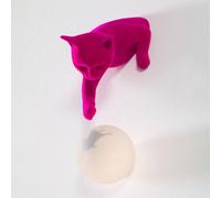 Karman Maoo wall light, ceramic fuchsia, glass, cat figurine
