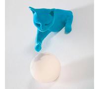 Karman wall light Maoo, ceramic light blue, glass, cat figurine