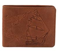 Karmanah World Map Traveller Voyager Genuine Leather Vintage Wallet (Dark Brown) RFID Protected, Cognac, Vintage
