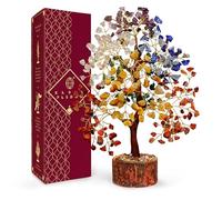 KARMAPLEDGE Unisex-Adult Handcrafted Chakra Crystal Tree, Natural 7 Chakra Tree Of Life Home/Office Decor For Wealth, Perfect For Gifting Wooden Base 300 Beads
