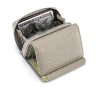 Karmiir RFID Blocking Small Leather Wallet for Women with Coin Pouch Compact Trifold Mini Pocket Wallet with Cash Slot and Card Holders, Elephant Grey, L3.9'' x W1.5'' x H3.0'', Compact and Cute