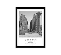Karnak Temple, Luxor, Egypt Travel Print Luxor Wall art Black and white Poster A3 Print in Black frame 33.5 X 45.5cm (13.2x18inch)