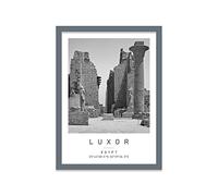 Karnak Temple, Luxor, Egypt Travel Print Luxor Wall art Black and white Poster A3 Print in Grey frame 33.5 X 45.5cm (13.2x18inch)