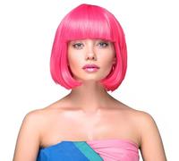 KarneLux Bob Wig with Fringe - Short Hair Wig for Fancy Dress, Carnival and Theme Parties - Women's Charleston Wig in 20s Look (Pink)