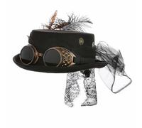 KarneLux Women's Steampunk Top Hat with Glasses and Costume Accessory - Ideal for Fancy Dress, Carnival and Theme Parties