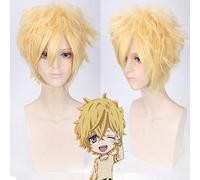 Karneval YOGI Cosplay Wig men Boys 30 cm Short Curly Heat Resistant Synthetic Hair Halloween common Karneval Blonde Wigs + wig c Karneval Karneval WIG PL-172