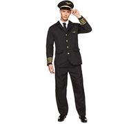 Karnival 82237 Male Airline Pilot Costume, Men, Black, Large
