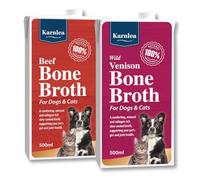 Karnlea Pets Real Bone Broth - 1x Beef, 1x Venison | 100% Real Natural Bone Broth for Cats & Dogs | High in Collagen & Protein | Healthy Joints, Gut, Digestion & Sickness Recovery | Up to 20 Servings