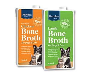 Karnlea Pets Real Bone Broth - 1x Chicken, 1x Lamb | 100% Real & Natural Bone Broth for Cats & Dogs | High Collagen & Protein for Healthy Joints, Gut, Digestion & Sickness Recovery | Upto 20 Servings