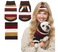KAROKU 2 Pcs Scarf and Sweater Set for Dogs & Owners, Soft & Warm Dog Ear Protection, Cozy Dog Earmuffs Anxiety Reducing, Fashionable Winter Scarf for Small/Medium/Large Dogs and Humans, Brown