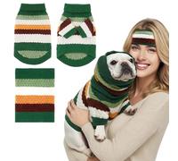 KAROKU 2 Pcs Scarf and Sweater Set for Dogs & Owners, Soft & Warm Dog Ear Protection, Cozy Dog Earmuffs Anxiety Reducing, Fashionable Winter Scarf for Small/Medium/Large Dogs and Humans, Green
